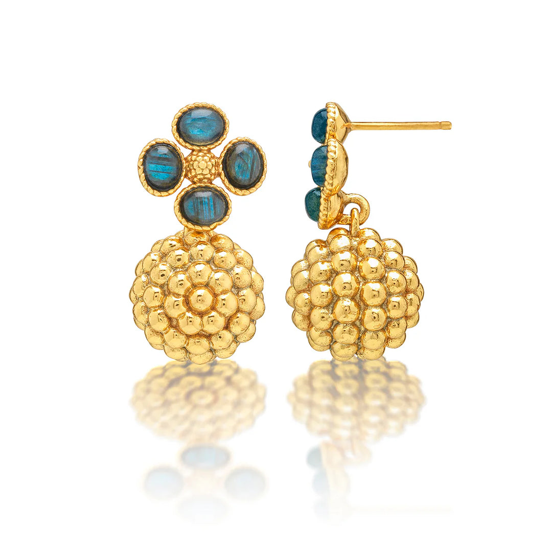 Berry Clover Drop Earrings- Malachite