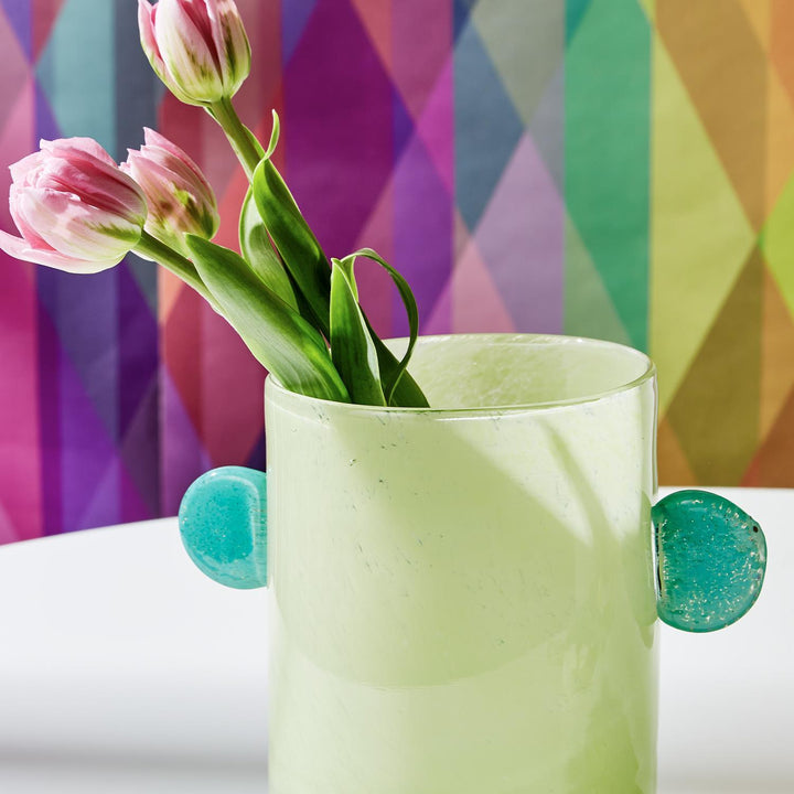 Colored Art Glass Vase with Colored Accents