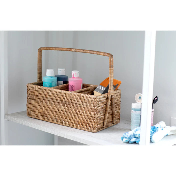 Rattan 3 Section Caddy/Cutlery Holder