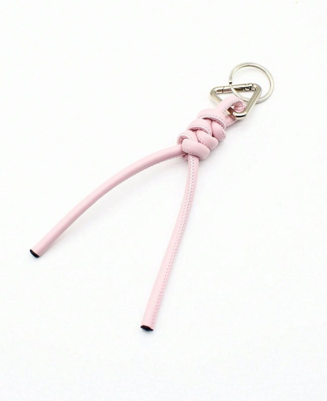 Woven Knot Bag Charm Keychain- Pink