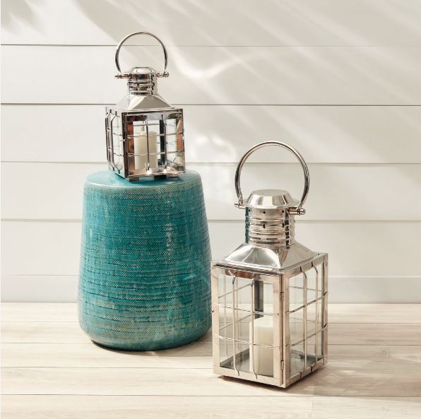 Nantucket Outdoor Silver Lantern- Large