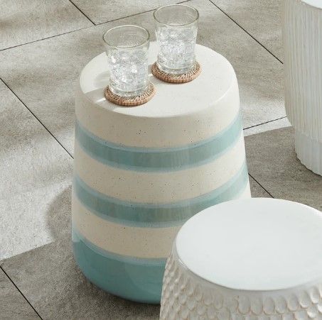 Light Blue Striped Stool