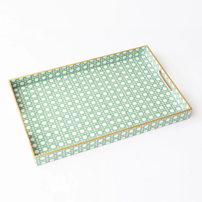 Green Cane Rectangular Tray
