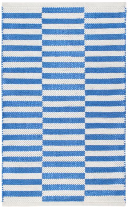 Sailing Stripe French Blue Handwoven Indoor/Outdoor Rug