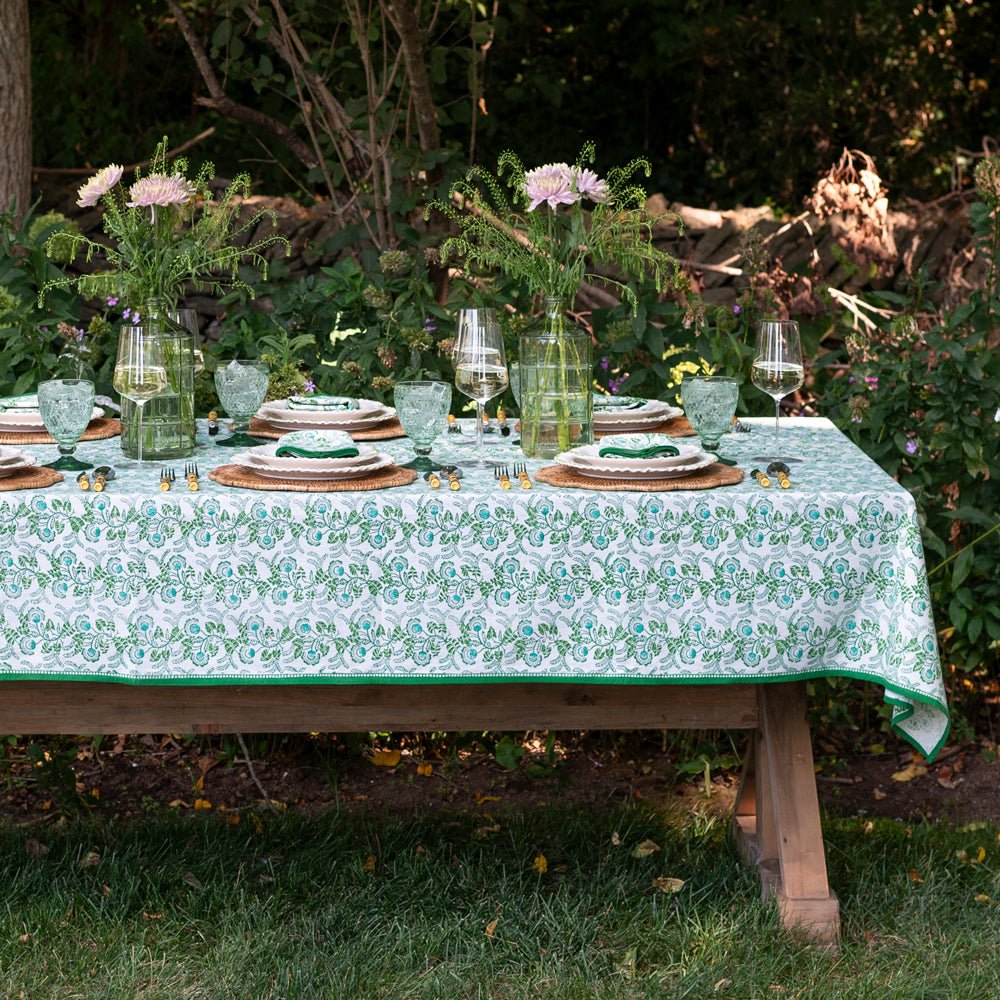 Gardenia Vine Emerald Tablecloth