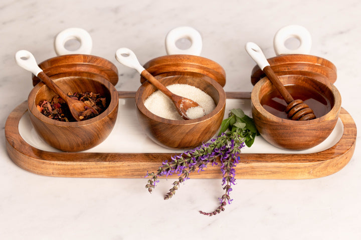 Acacia Wood Dipping Bowl Set