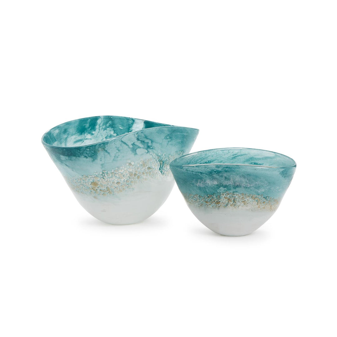 Hand-Blown Glass Seafoam Bowl
