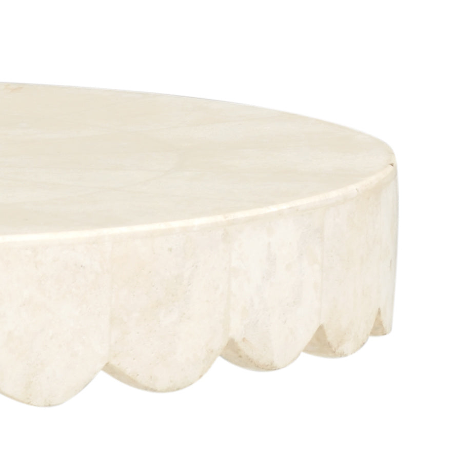 Agate &amp; Wood Scallop Side Table