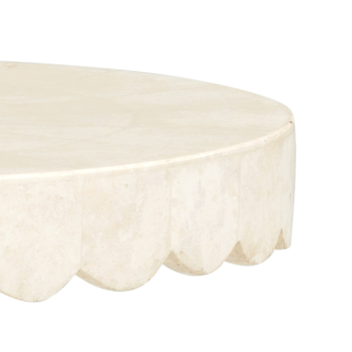Agate &amp; Wood Scallop Side Table