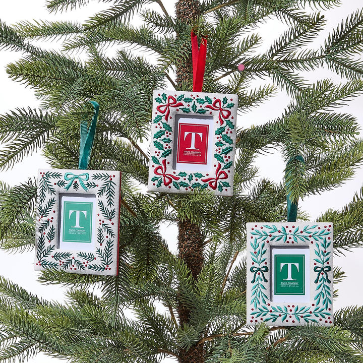 Embroidered Holiday Photo Frame Ornament