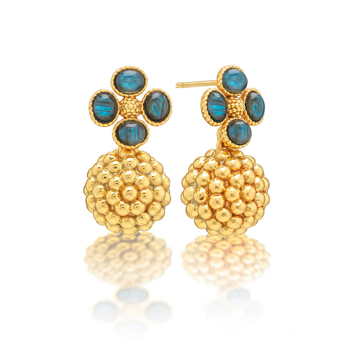 Berry Clover Drop Earrings- Malachite