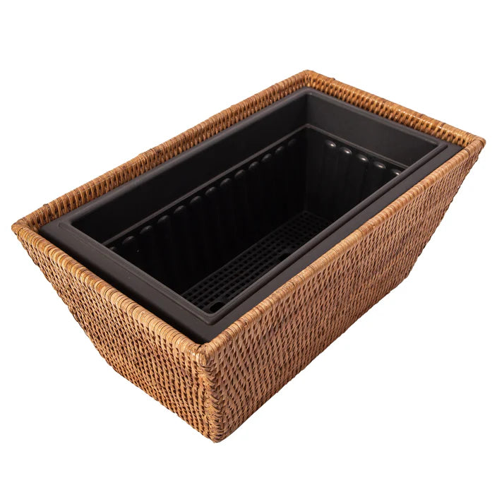 Rattan Rectangular Planter w/ Insert