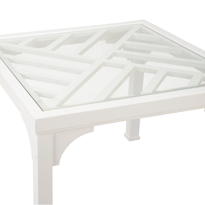 White Fretwork Square Table