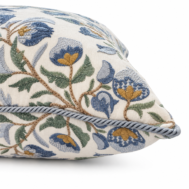 Pomeline Embroidery Pillow - Bluebell