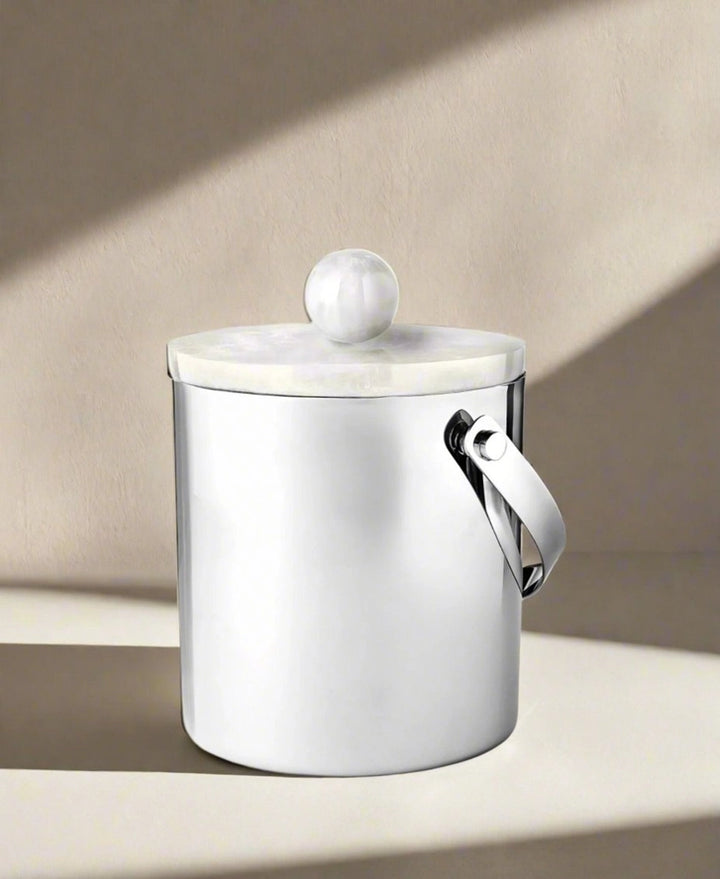 White Resin &amp; Stainless Steel Ice Bucket