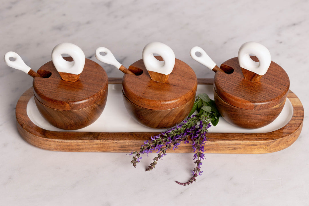 Acacia Wood Dipping Bowl Set