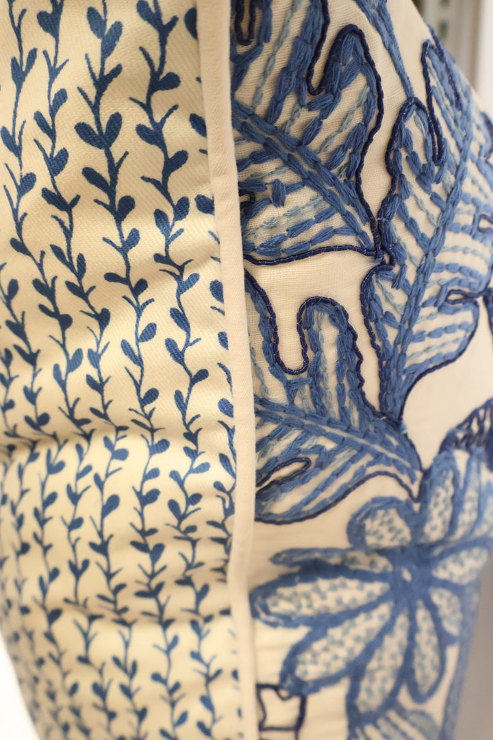 Blue Embroidered Pillow