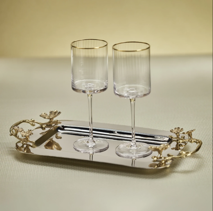 Wide Tavolo Floral Metal Tray