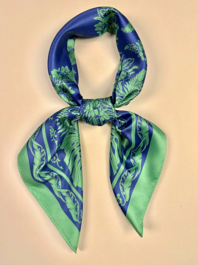 Blue and Green Leaf Scarf