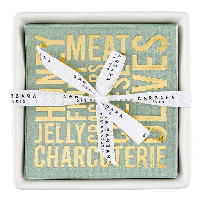 Ceramic Napkin Tray + Napkins-Charcuterie
