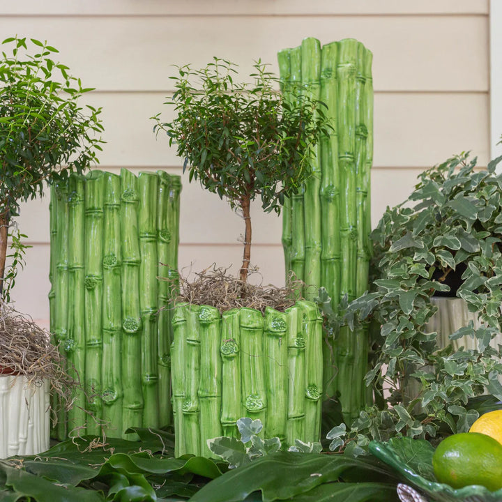 Green Bamboo Vase- Medium