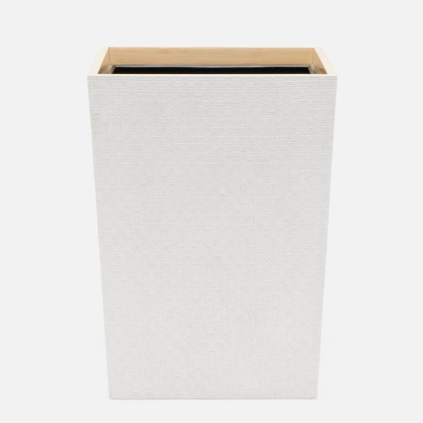White Rattan Wastebasket