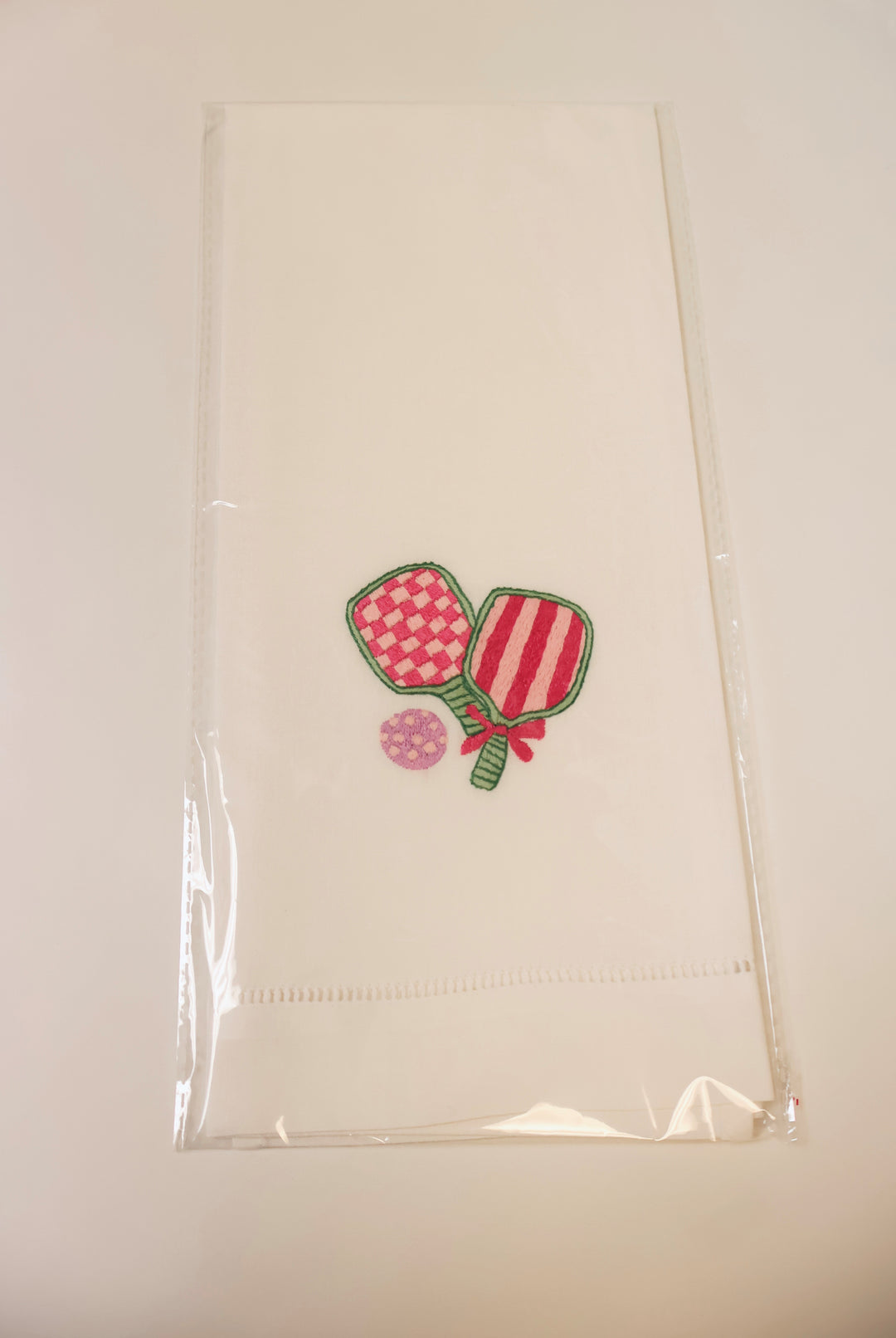 White &amp; Pink Pickleball Tea Towel
